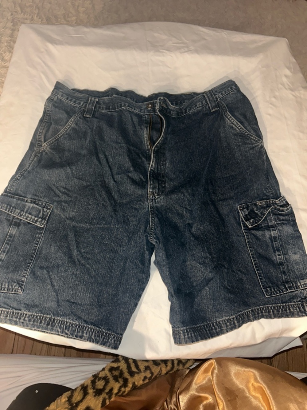 Men's Dark Denim Cargo Shorts - Classic Casual